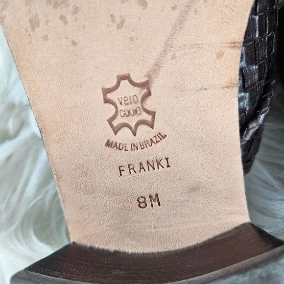 Brighton Franki Mules Womens 8 Brown Leather Croc Alligator Embossed Woven Charm - Picture 12 of 13